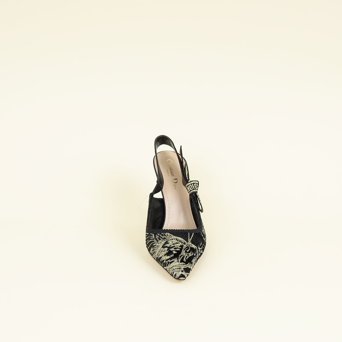 Christian Dior Bicolor Lurex Ribbon Embroidered J'Adior Slingback Pump 39.5
