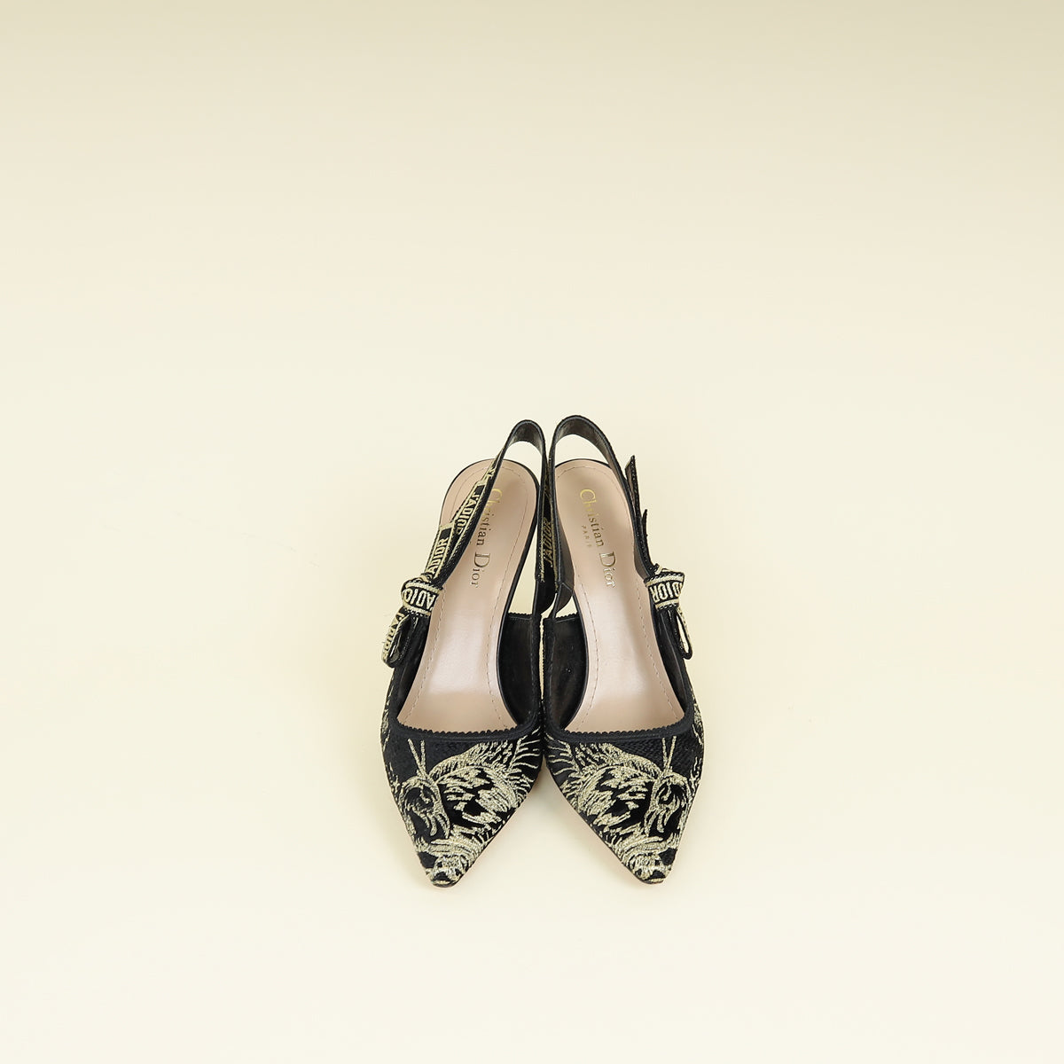 Christian Dior Bicolor Lurex Ribbon Embroidered J'Adior Slingback Pump 39.5
