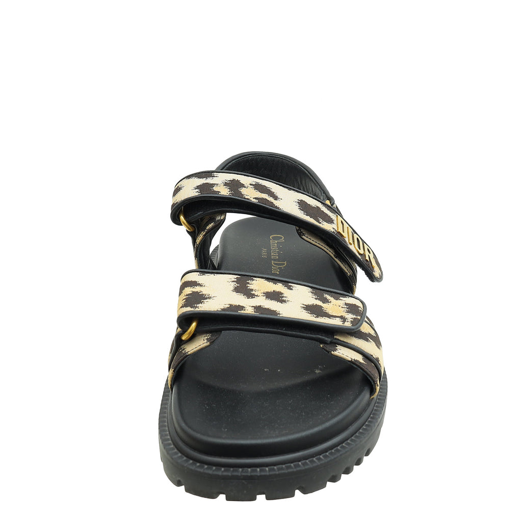 Christian Dior Bicolor Leopard Print Dioract Sandal 39.5