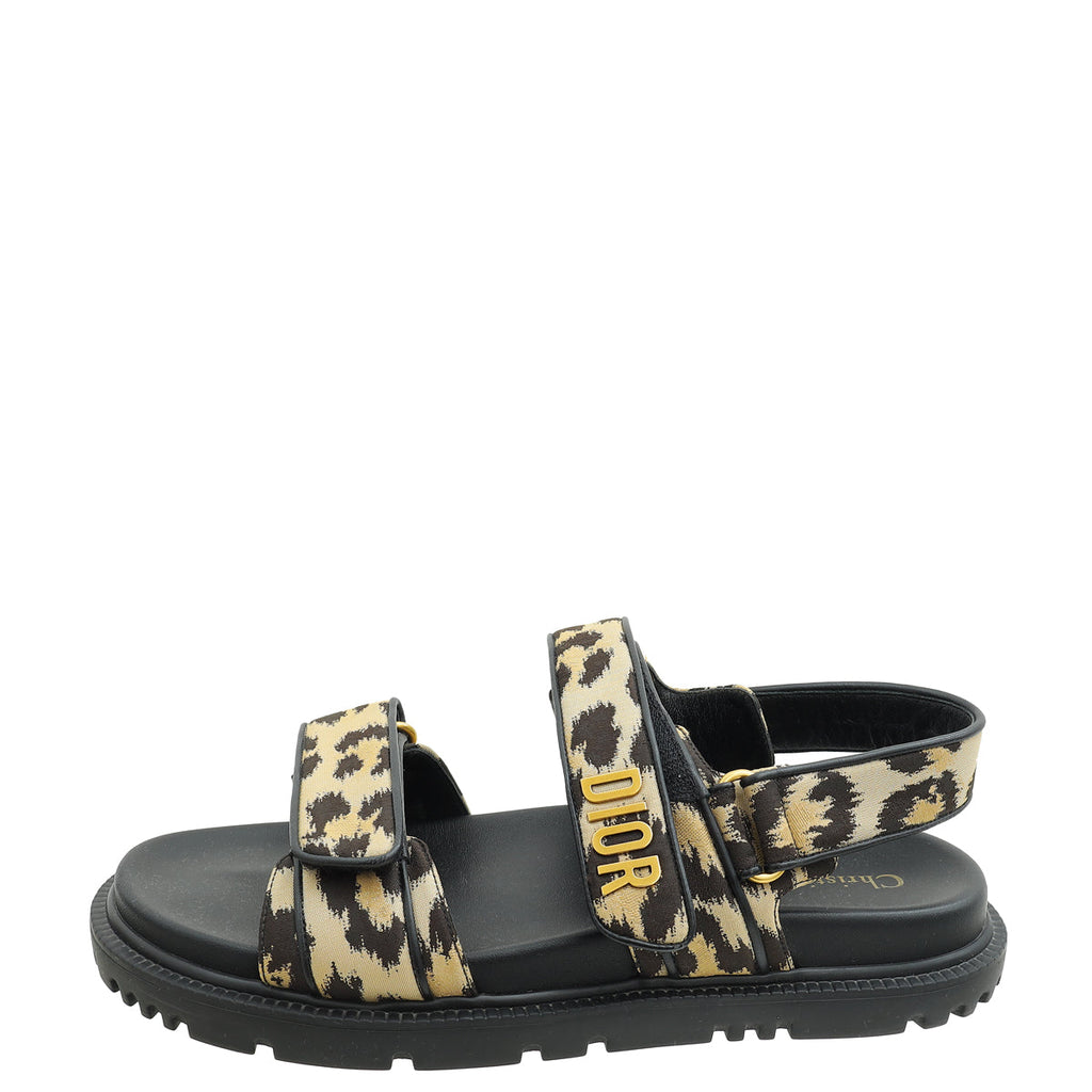 Christian Dior Bicolor Leopard Print Dioract Sandal 39.5