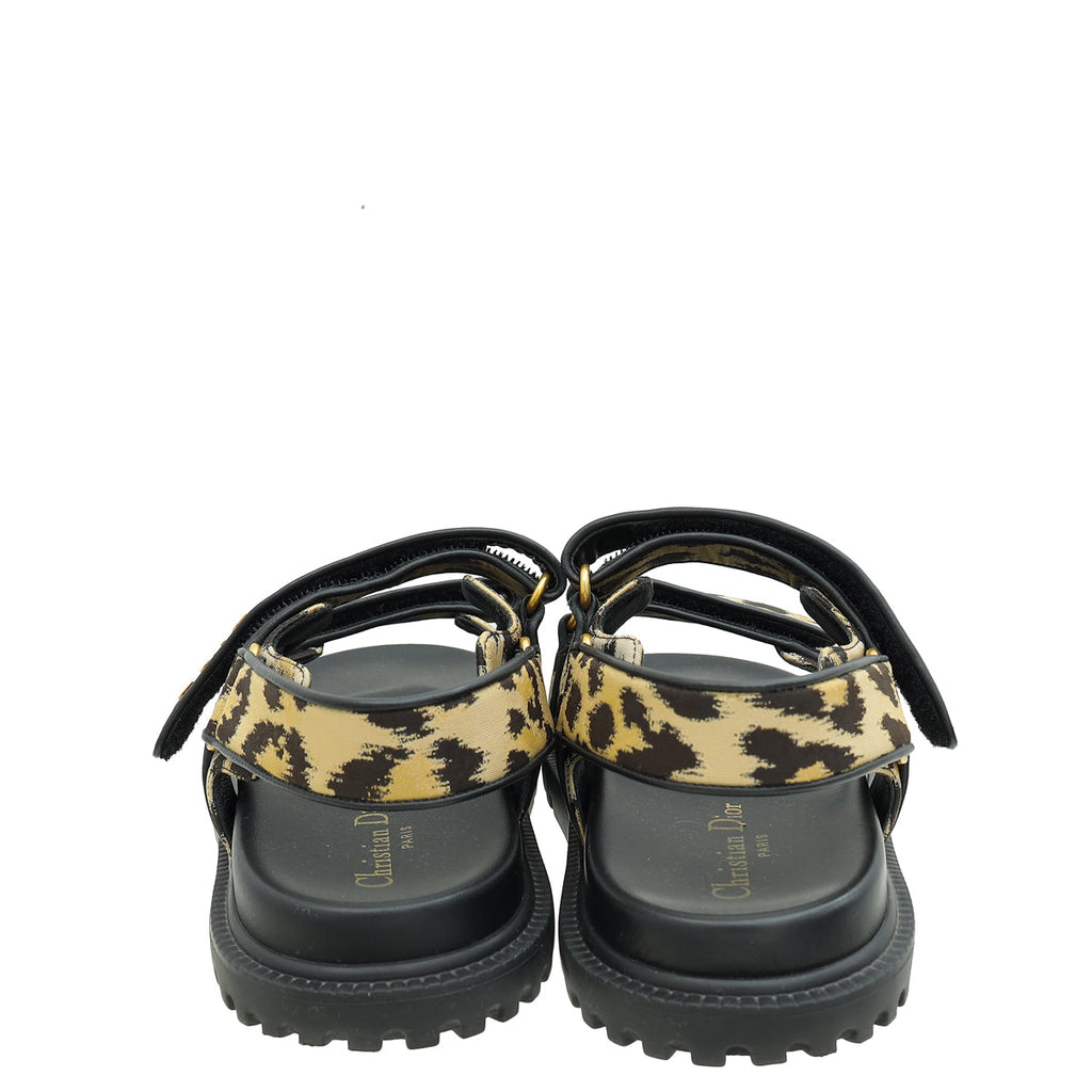 Christian Dior Bicolor Leopard Print Dioract Sandal 39.5