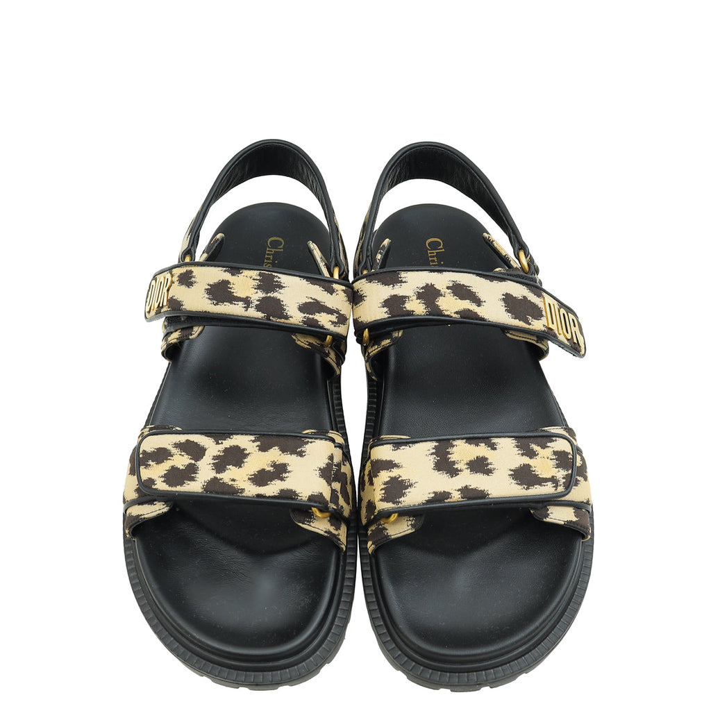 Christian Dior Bicolor Leopard Print Dioract Sandal 39.5