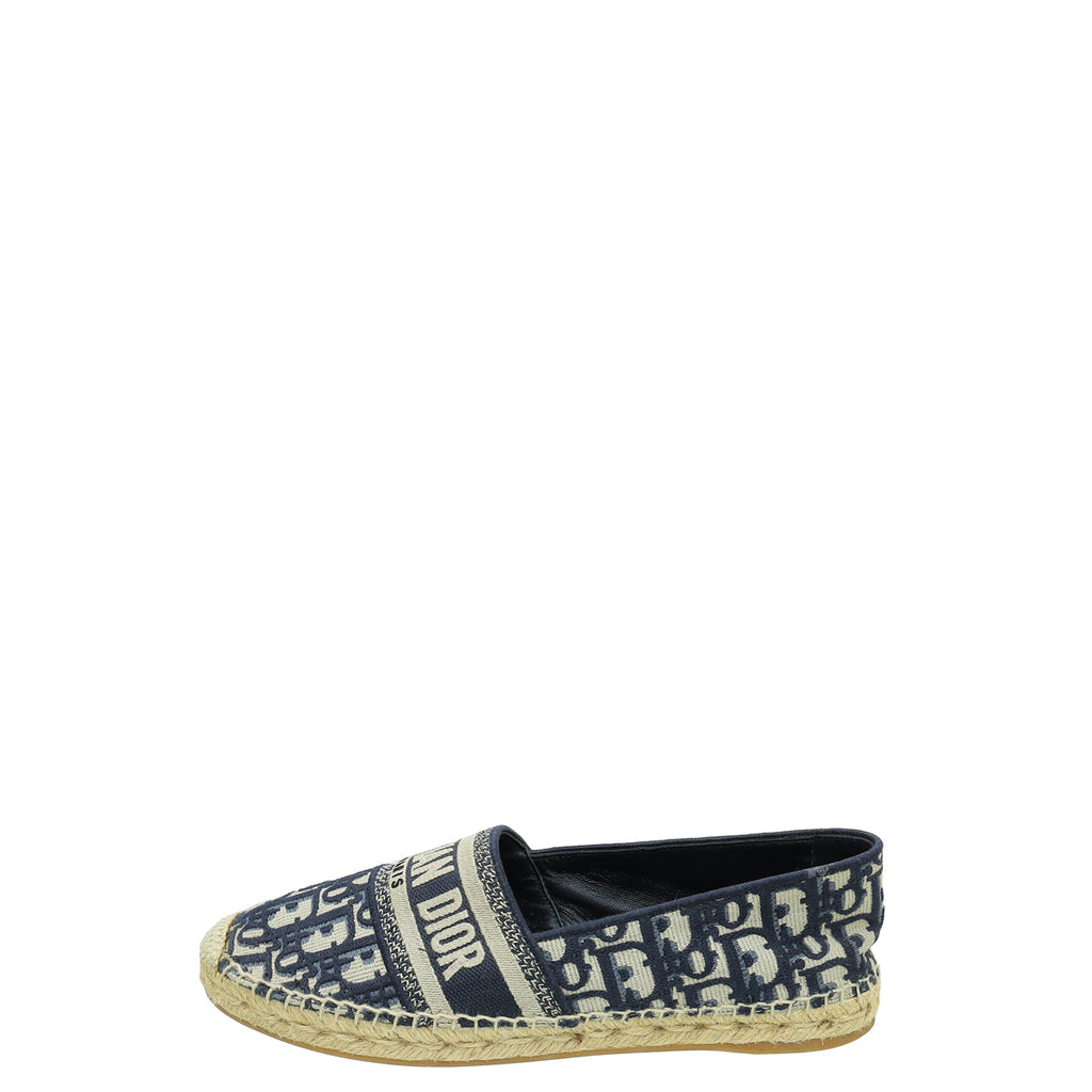 Christian Dior Blue Oblique Granville Espadrille Flats 39