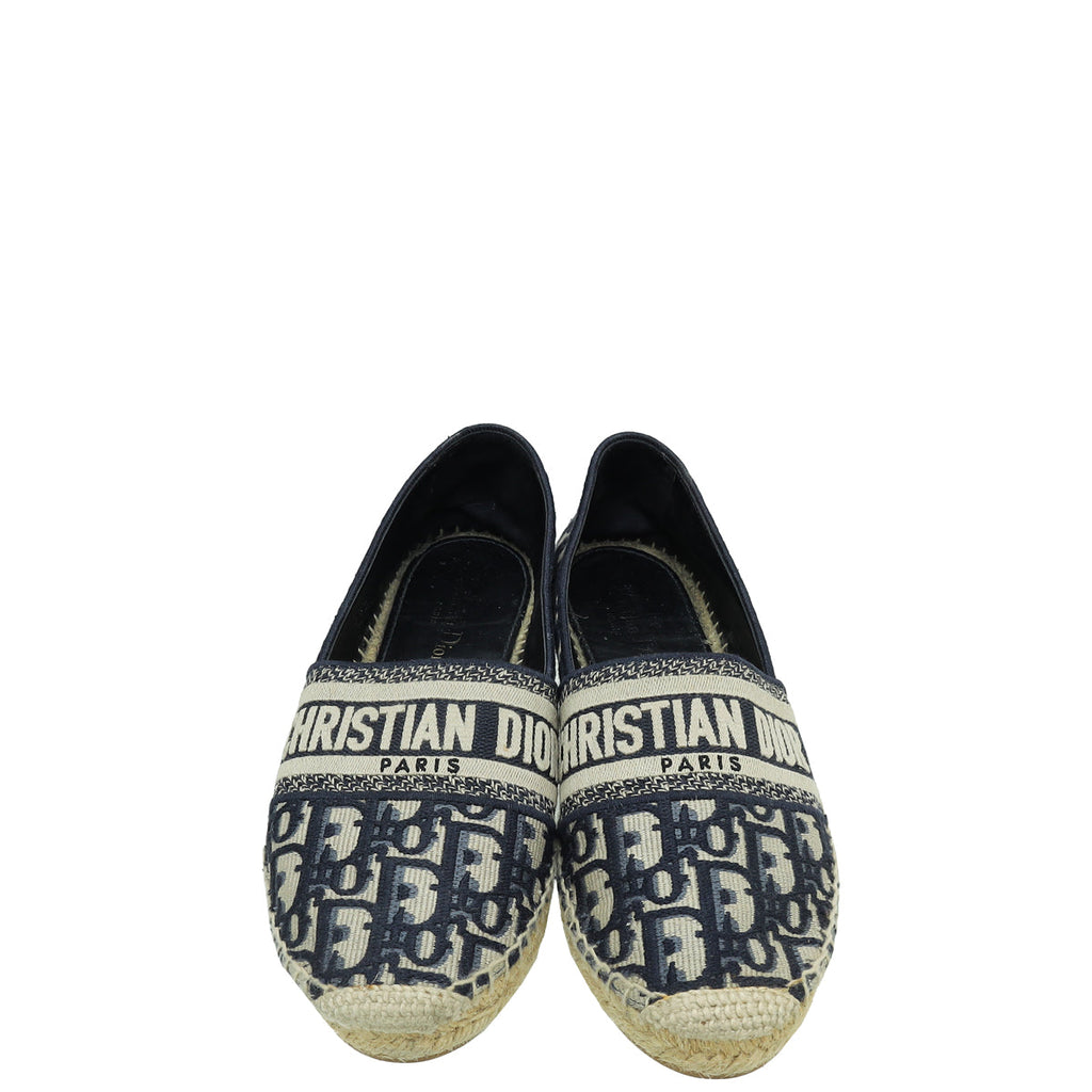 Christian Dior Blue Oblique Granville Espadrille Flats 39