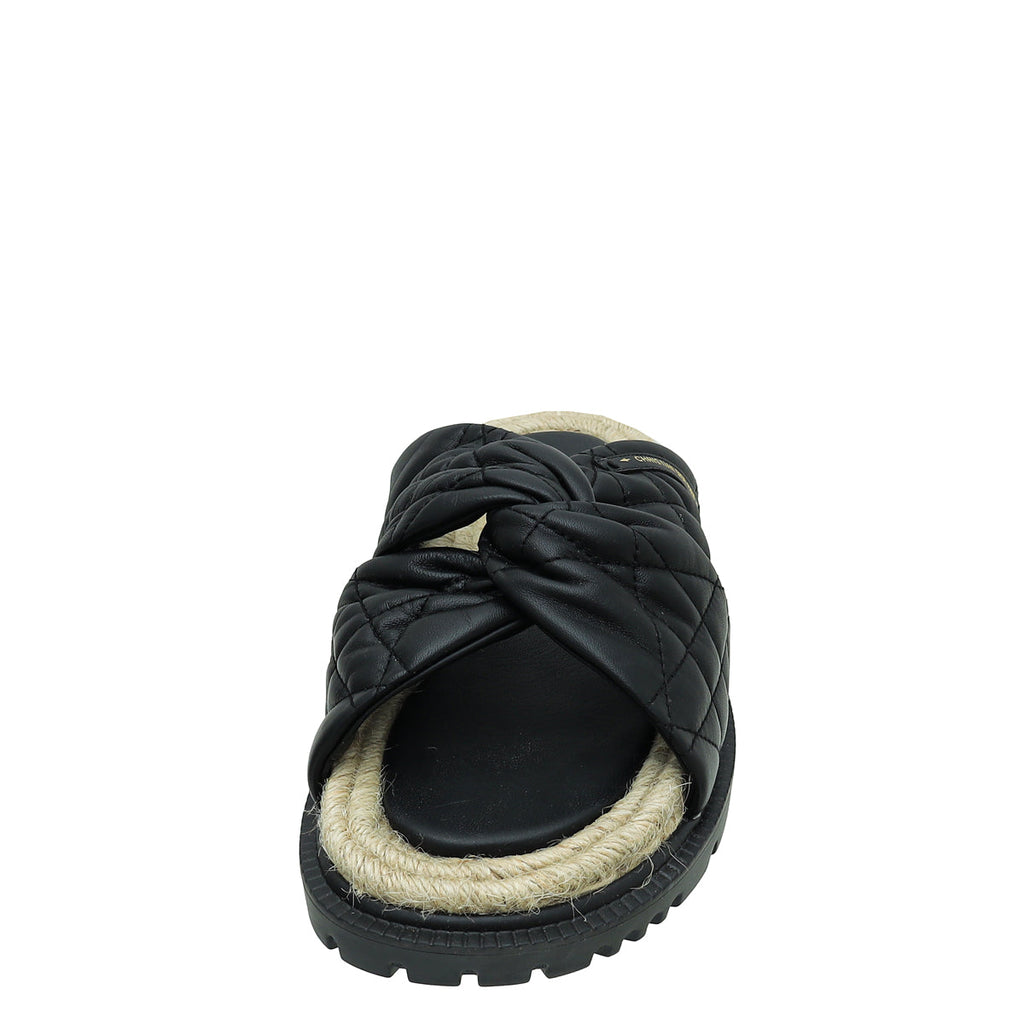 Christian Dior Black Cannage D Twist Slide Sandals 39