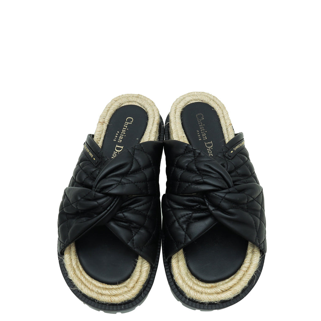 Christian Dior Black Cannage D Twist Slide Sandals 39