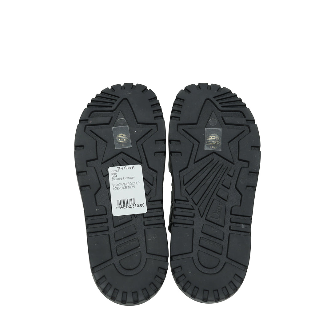Christian Dior Black Cannage D Twist Slide Sandals 39