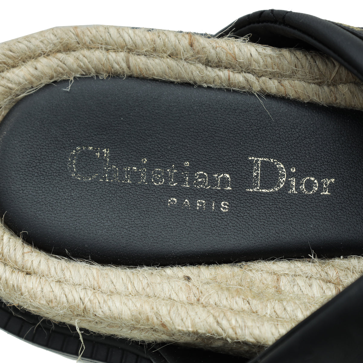 Christian Dior Black Cannage D Twist Slide Sandals 39