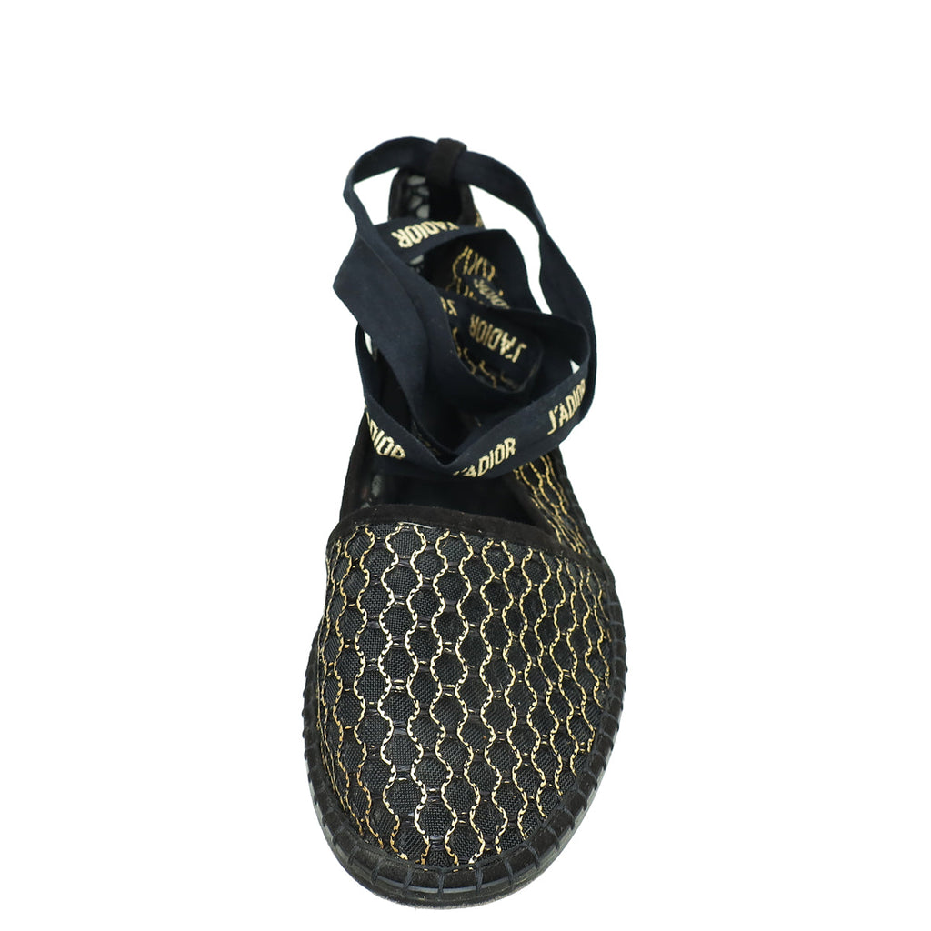 Christian Dior Bicolor Mesh J'adior Ankle Tie Ballerina Flats 39