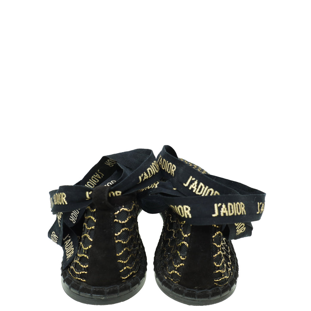 Christian Dior Bicolor Mesh J'adior Ankle Tie Ballerina Flats 39