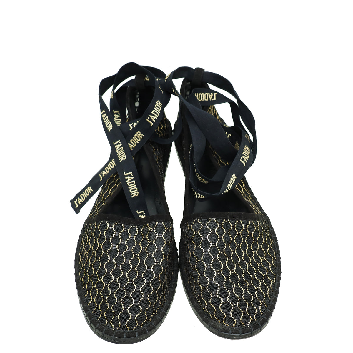 Christian Dior Bicolor Mesh J'adior Ankle Tie Ballerina Flats 39