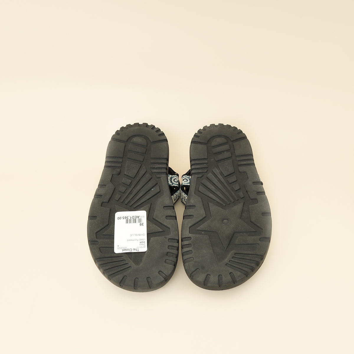 Christian Dior Blue Multicolor D-Wave Cotton Embroidered Sandal 39