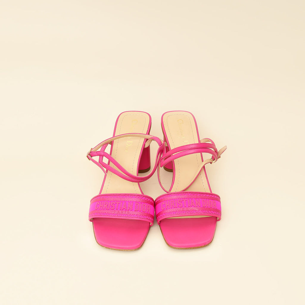 Christian Dior Fuchsia Dway Embroidered Heel Sandal 39