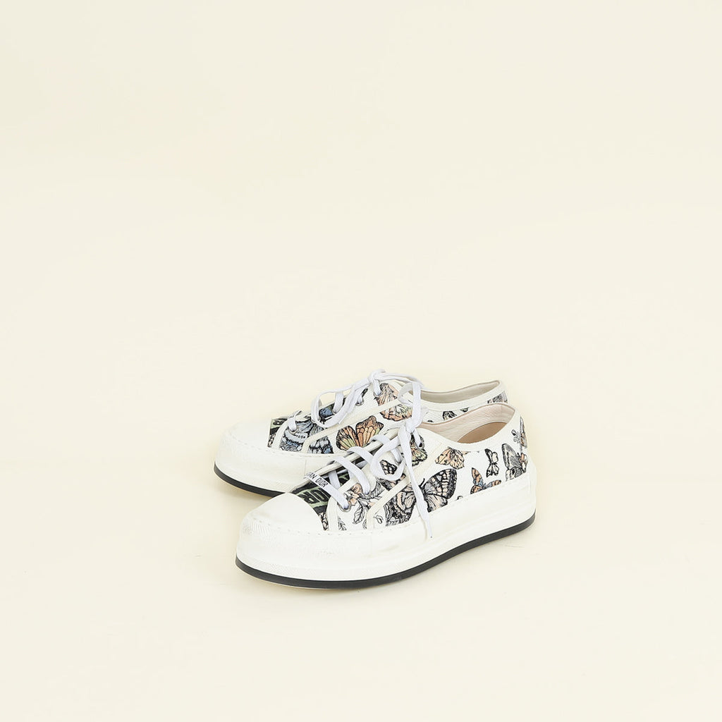 Christian Dior White Multicolor Walk'n'Dior Butterfly Embroidered Sneaker 39