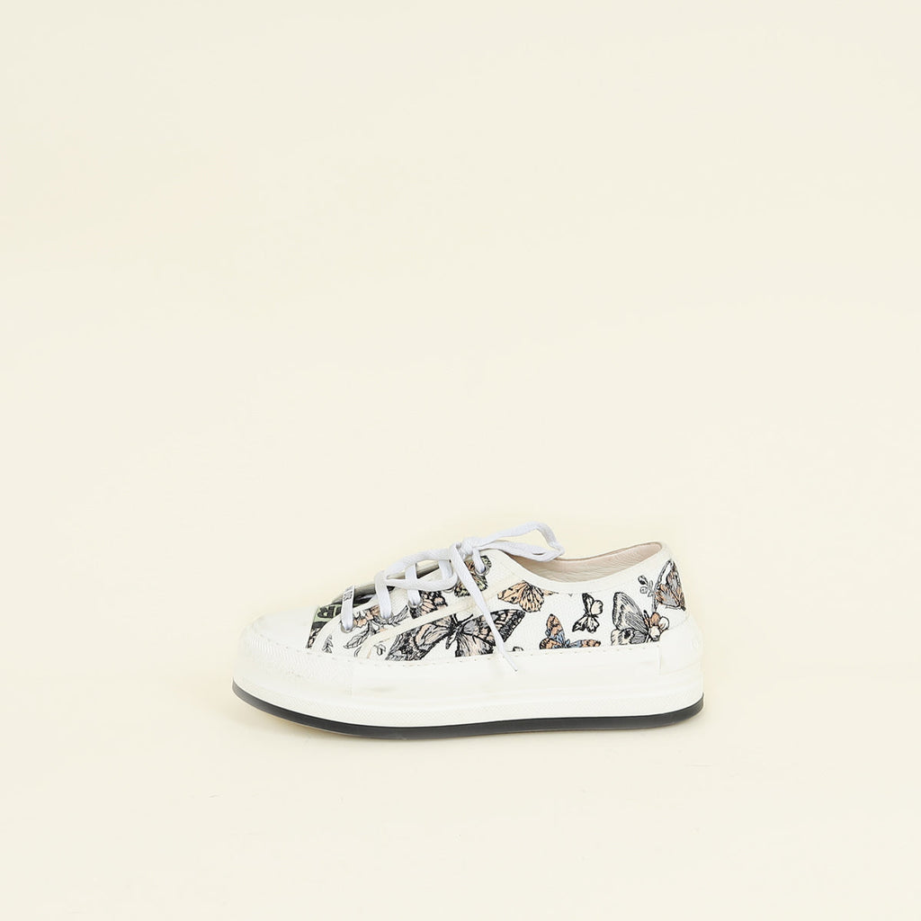 Christian Dior White Multicolor Walk'n'Dior Butterfly Embroidered Sneaker 39