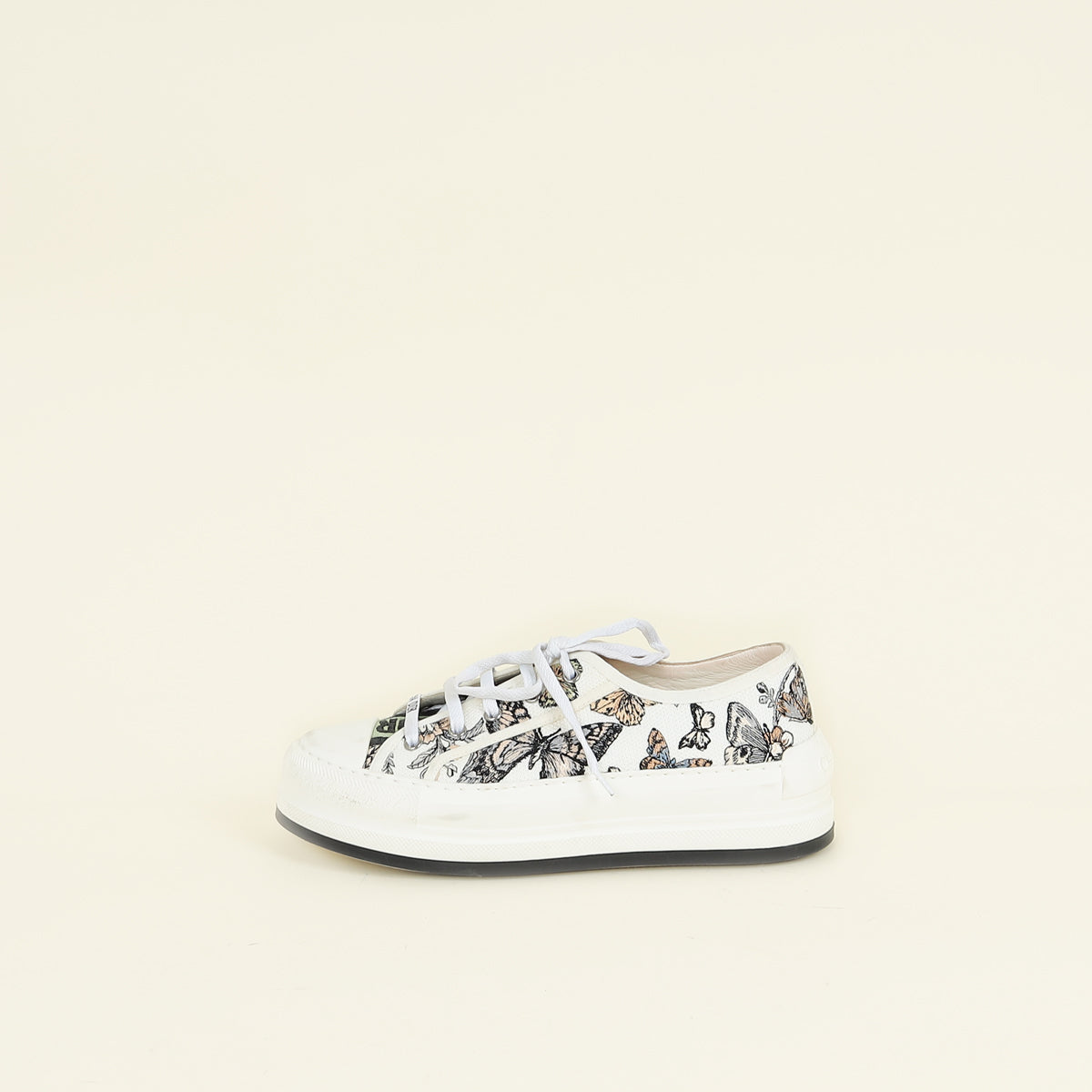 Christian Dior White Multicolor Walk'n'Dior Butterfly Embroidered Sneaker 39