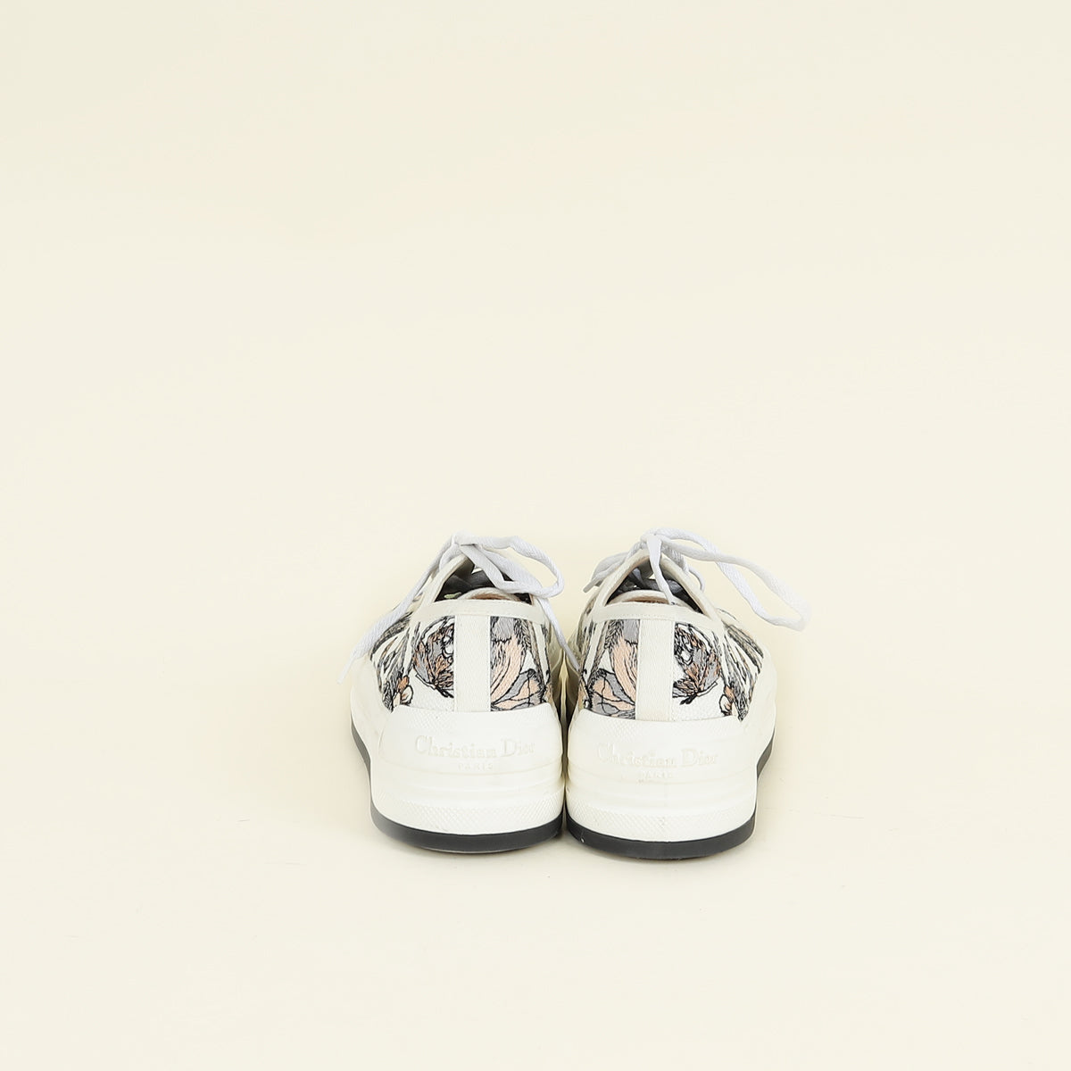 Christian Dior White Multicolor Walk'n'Dior Butterfly Embroidered Sneaker 39