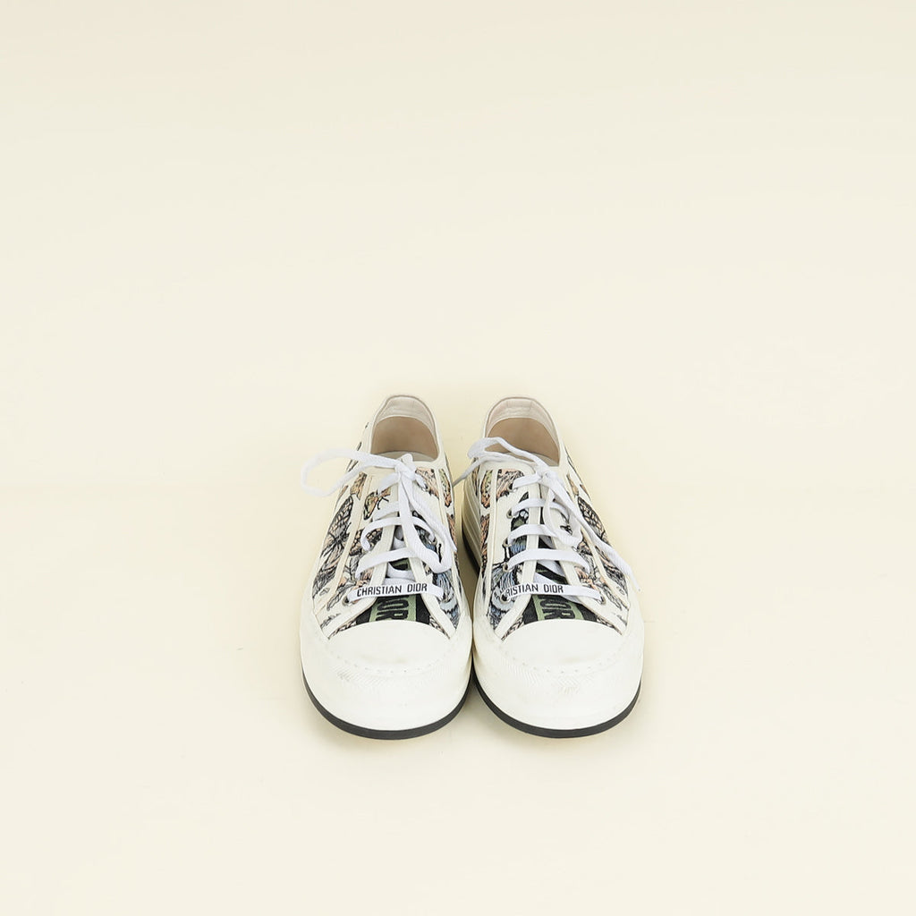 Christian Dior White Multicolor Walk'n'Dior Butterfly Embroidered Sneaker 39