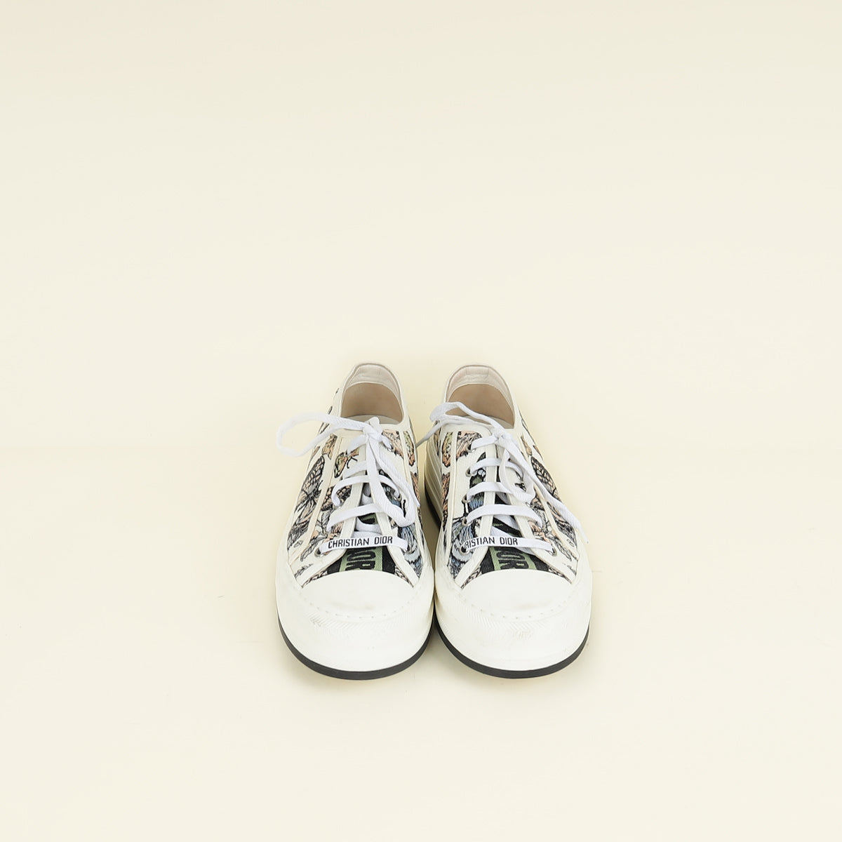 Christian Dior White Multicolor Walk'n'Dior Butterfly Embroidered Sneaker 39