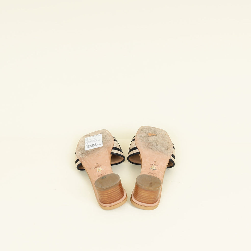 Christian Dior Bicolor Dway Heeled Slide Mules 39