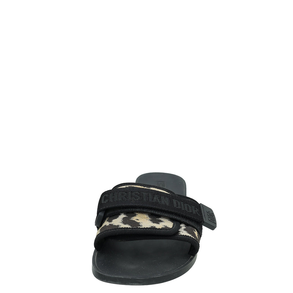 Christian Dior Bicolor Leopard Print Dio(r)evolution Flat Sandal 39
