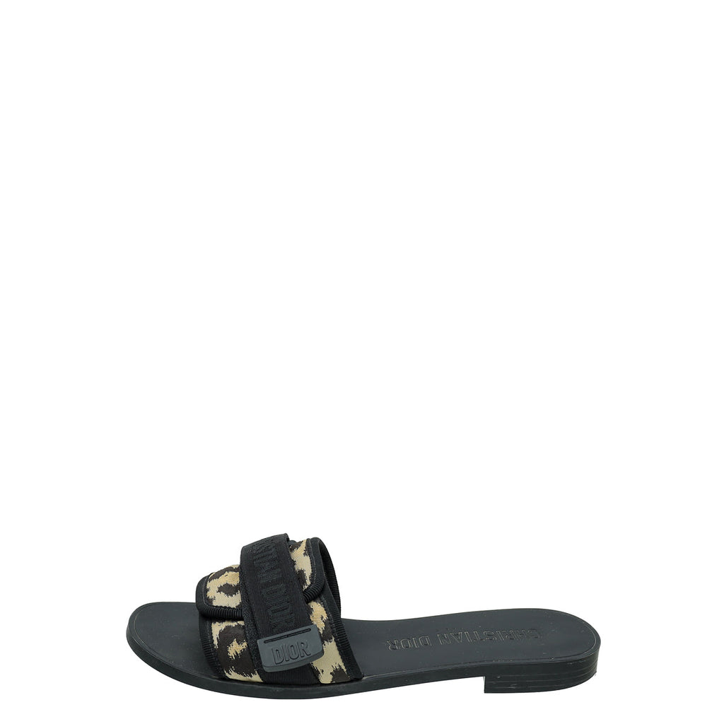 Christian Dior Bicolor Leopard Print Dio(r)evolution Flat Sandal 39