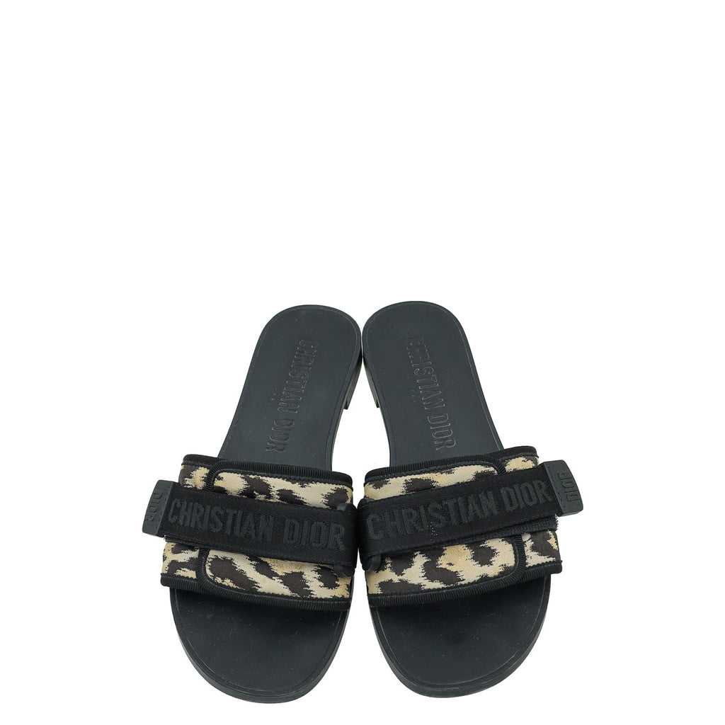 Christian Dior Bicolor Leopard Print Dio(r)evolution Flat Sandal 39