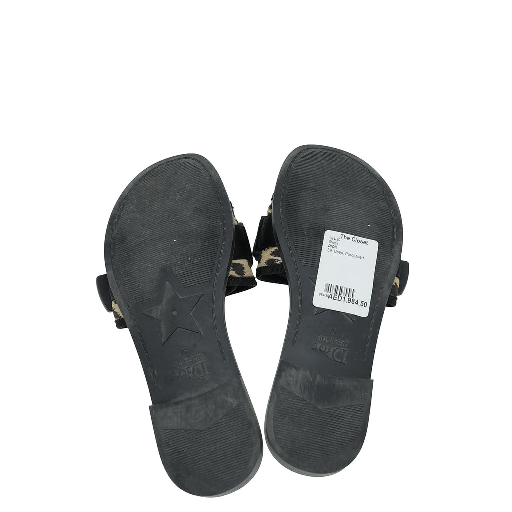 Christian Dior Bicolor Leopard Print Dio(r)evolution Flat Sandal 39