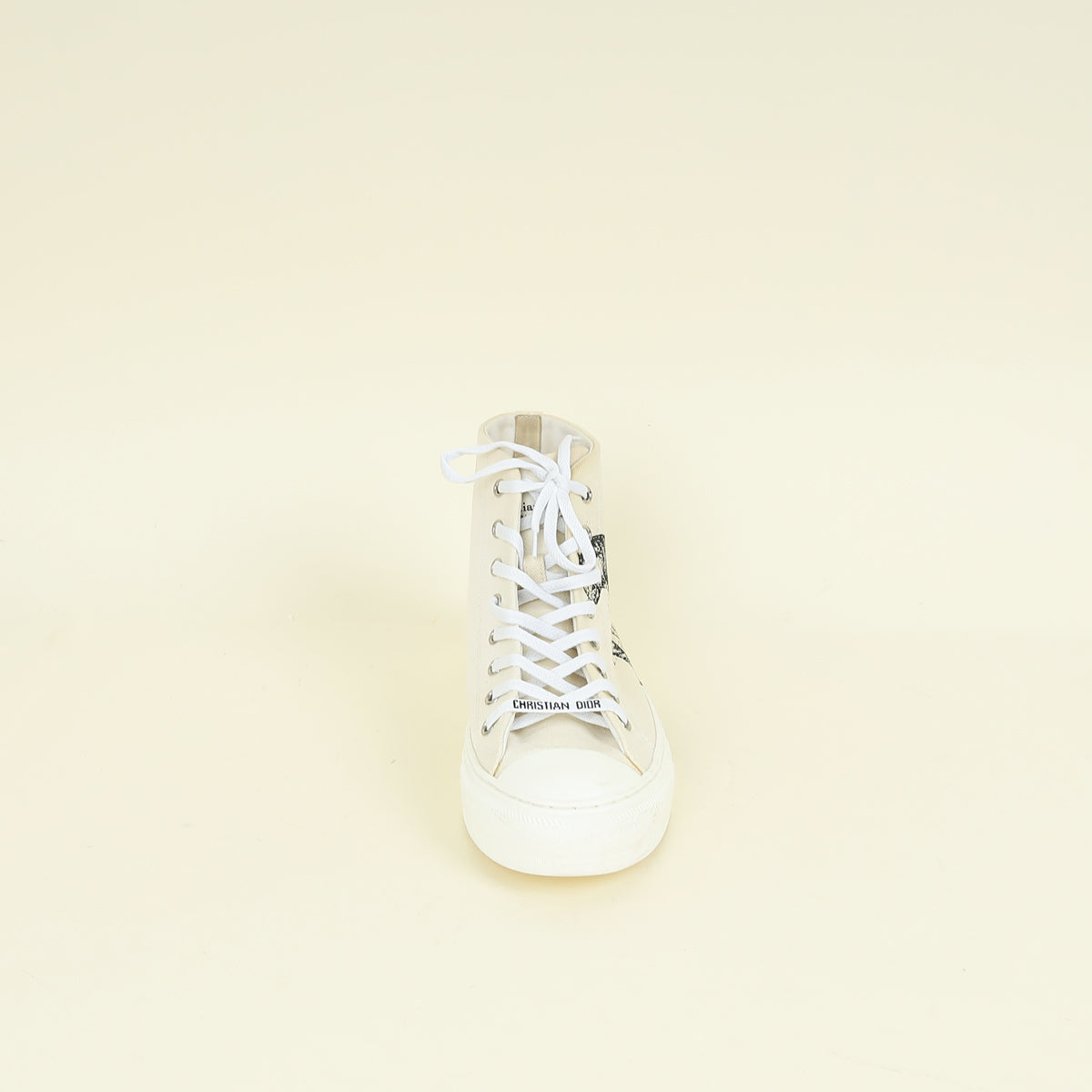 Christian Dior White Walk'n Dior Tiger Print High Top Sneakers 39