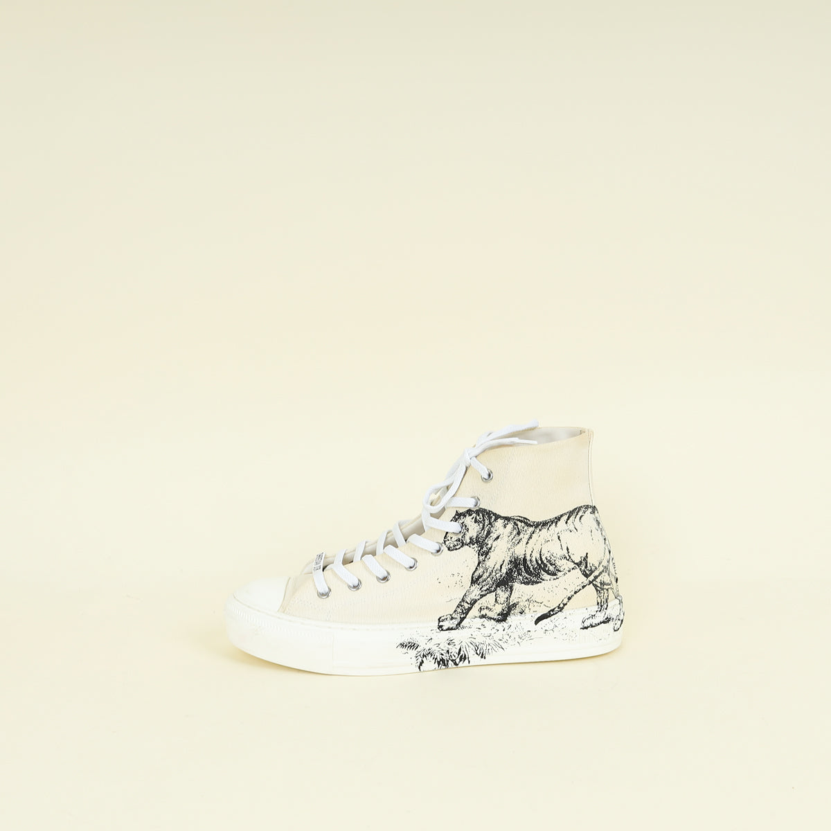 Christian Dior White Walk'n Dior Tiger Print High Top Sneakers 39