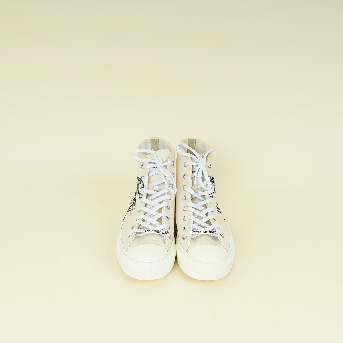 Christian Dior White Walk'n Dior Tiger Print High Top Sneakers 39