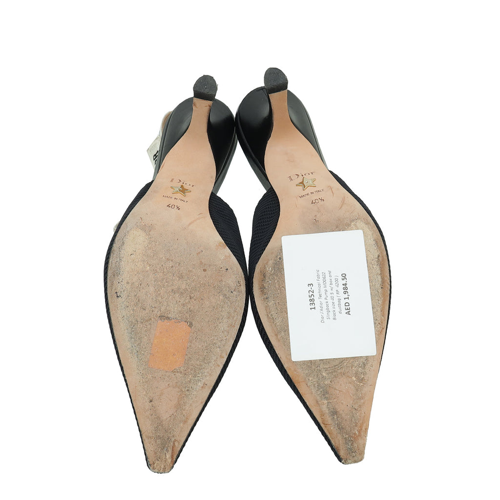 Christian Dior Black J'Adior Technical Fabric Slingback Pump 40.5