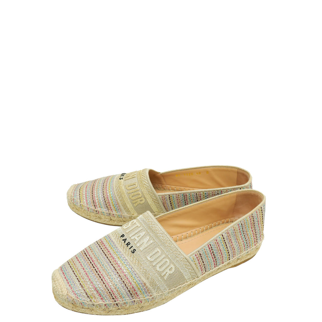 Christian Dior Metallic Beige Romance Lurex Technical Granville Espadrille 40