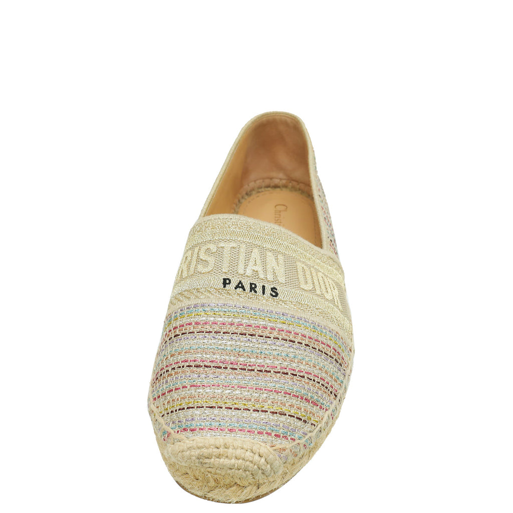 Christian Dior Metallic Beige Romance Lurex Technical Granville Espadrille 40