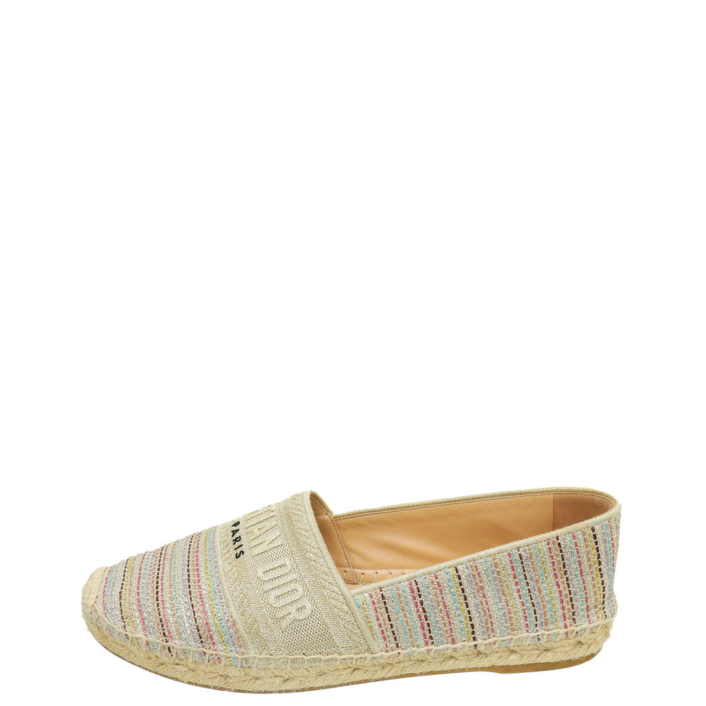 Christian Dior Metallic Beige Romance Lurex Technical Granville Espadrille 40