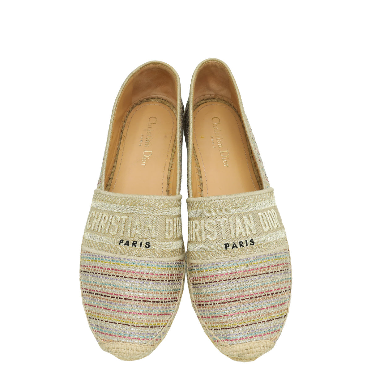 Christian Dior Metallic Beige Romance Lurex Technical Granville Espadrille 40
