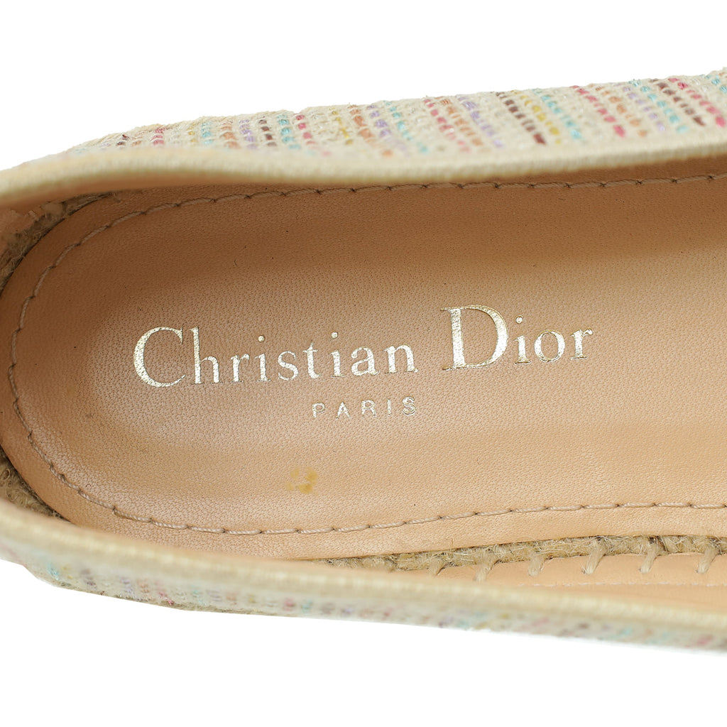 Christian Dior Metallic Beige Romance Lurex Technical Granville Espadrille 40