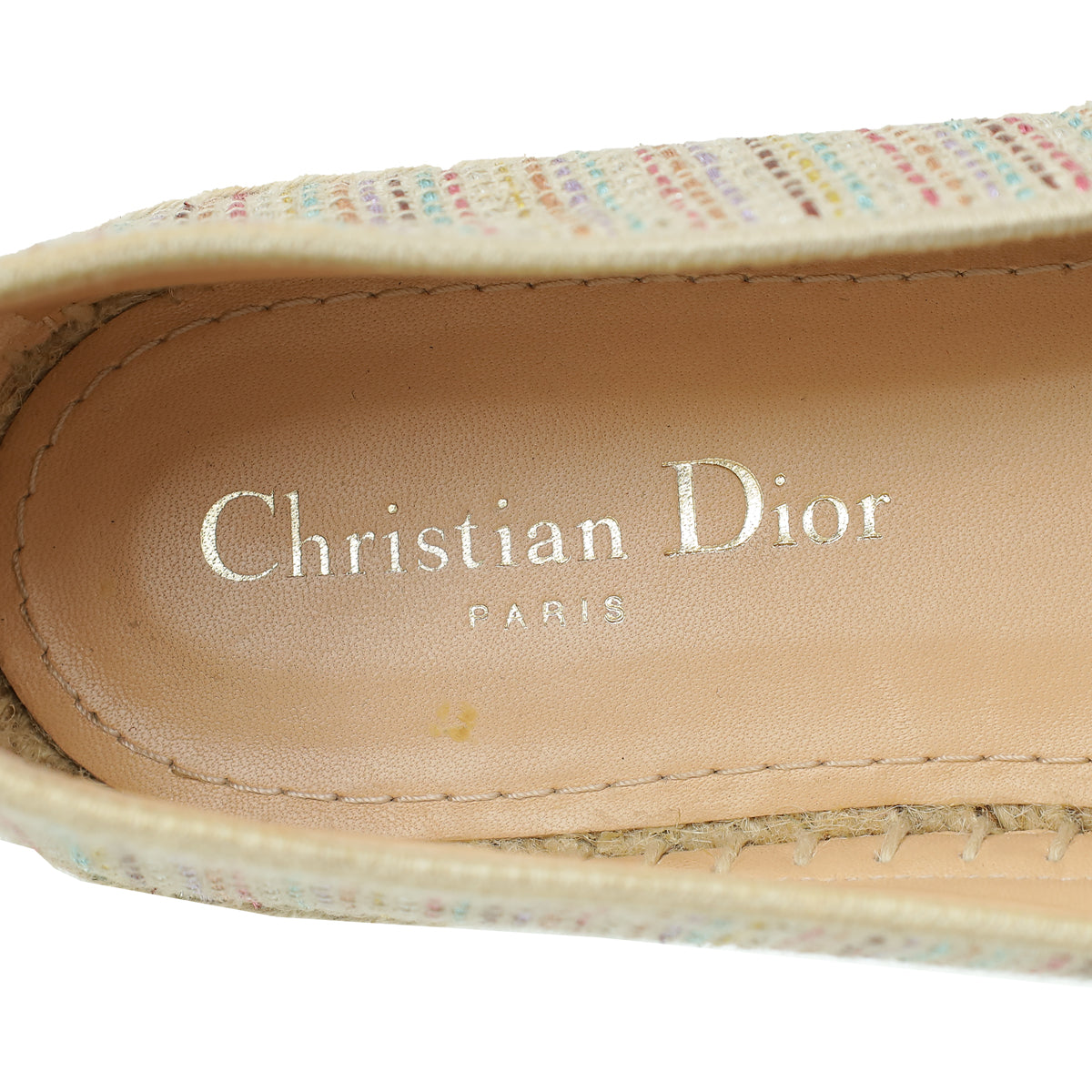Christian Dior Metallic Beige Romance Lurex Technical Granville Espadrille 40