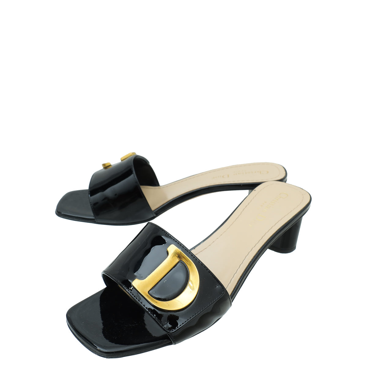 Christian Dior Black Or C'est Dior Heeled Slide 40