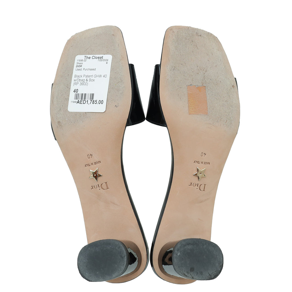 Christian Dior Black Or C'est Dior Heeled Slide 40