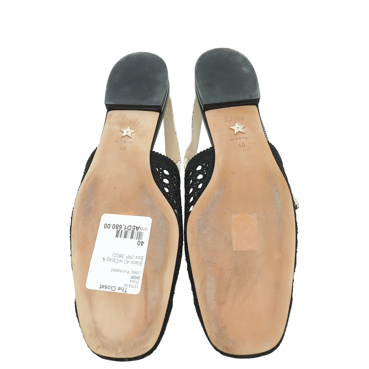 Christian Dior Black & Moi Slingback Flats 40
