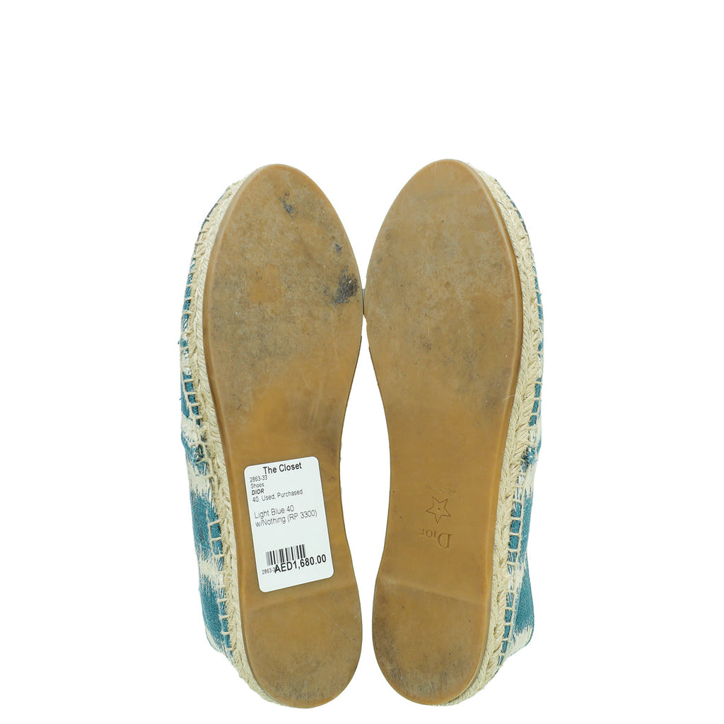 Christian Dior Light Blue D-Stripes Granville Espadrille 40