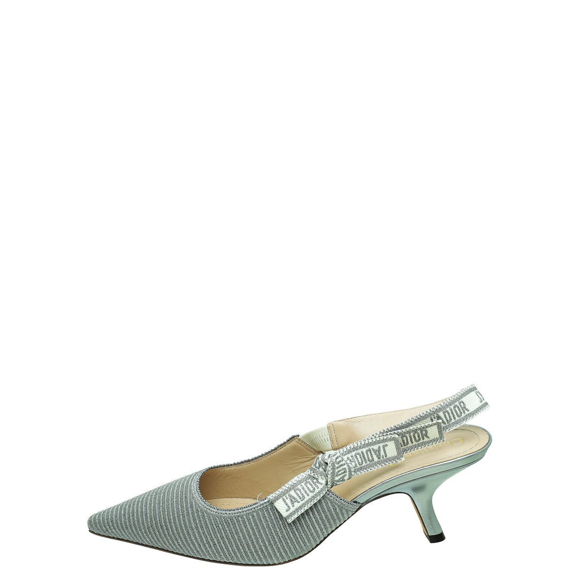 Christian Dior Metallic Silver J'Adior Slingback Pumps 40