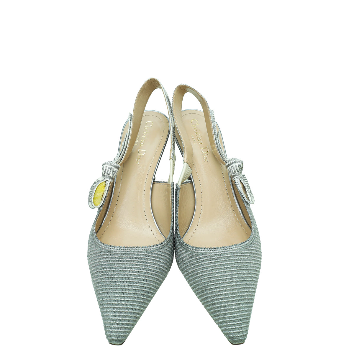 Christian Dior Metallic Silver J'Adior Slingback Pumps 40