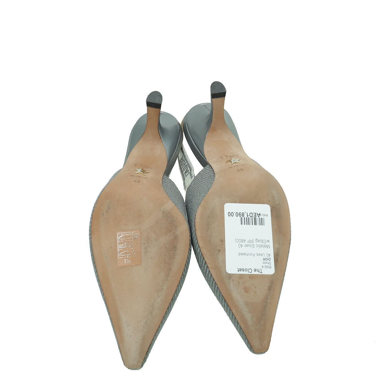 Christian Dior Metallic Silver J'Adior Slingback Pumps 40
