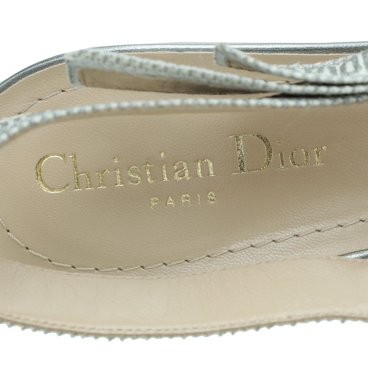 Christian Dior Metallic Silver J'Adior Slingback Pumps 40