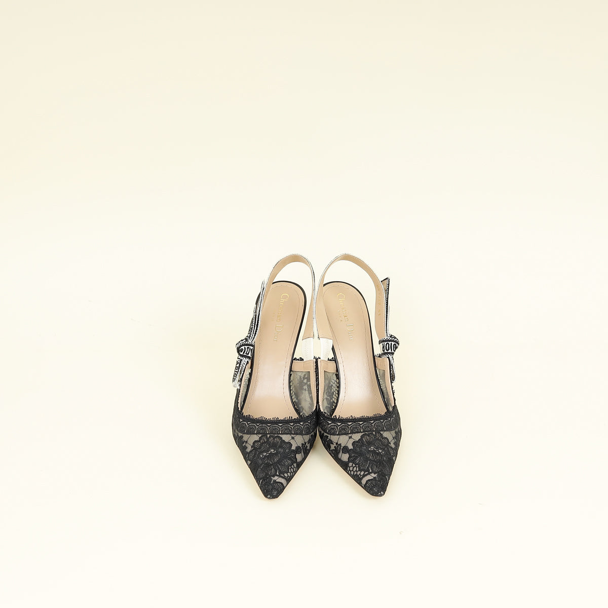 Christian Dior Black J'adior Lace Embroidered Slingback Pump 41