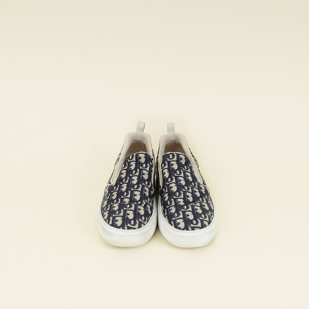 Christian Dior Blue Oblique Solar Slip On Sneaker 42