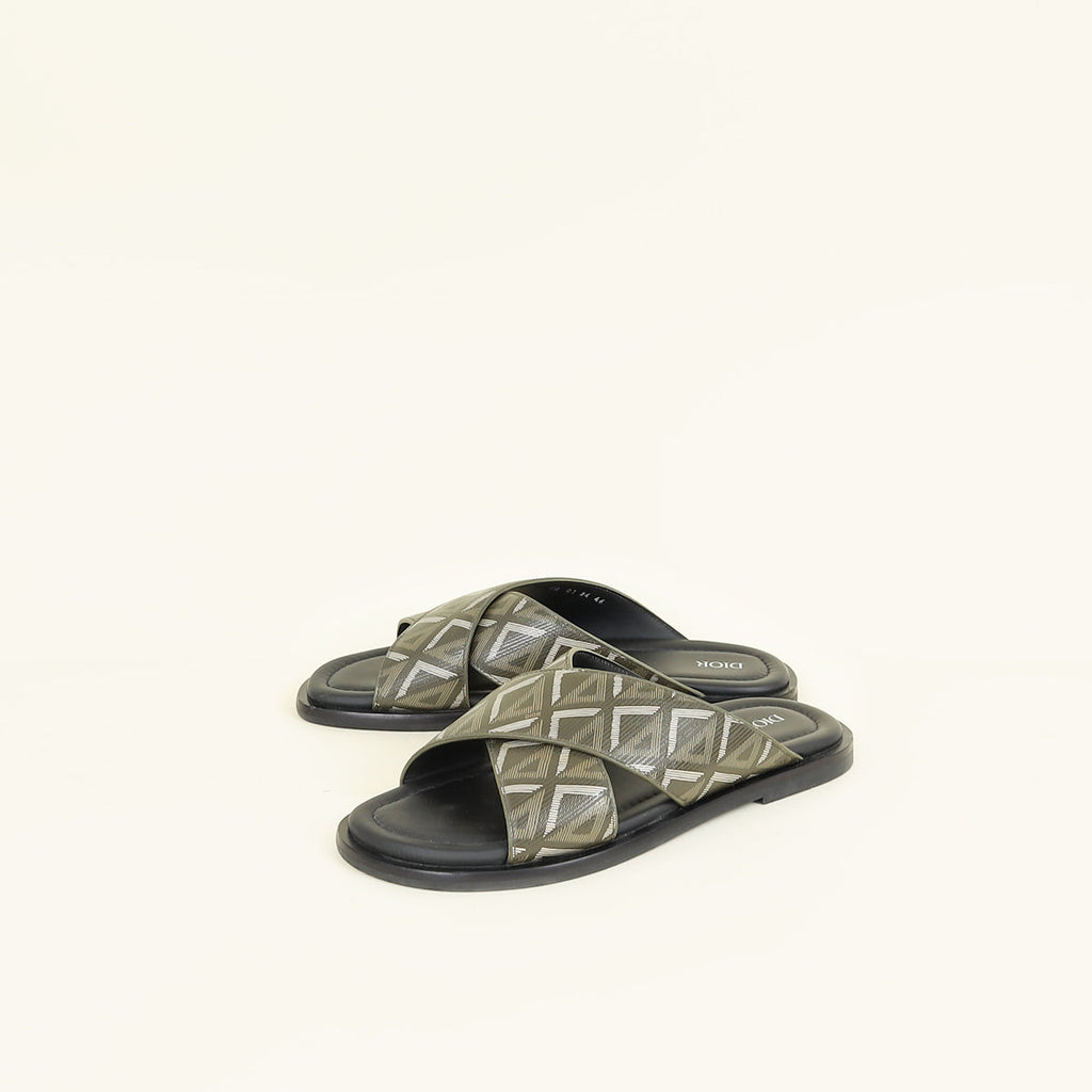 Christian Dior Khaki Green CD Diamond Alias Sandals