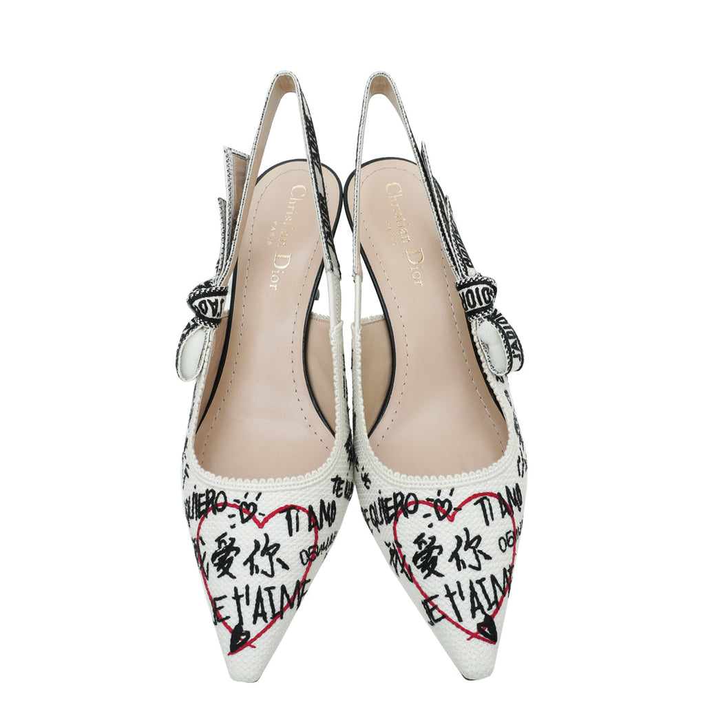 Christian Dior Bicolor J'adior Technical Dioramour Graffiti Slingback 38